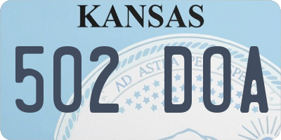 KS license plate 502DOA