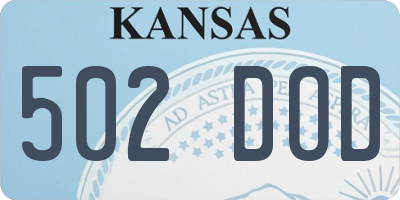KS license plate 502DOD