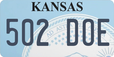 KS license plate 502DOE