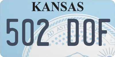 KS license plate 502DOF