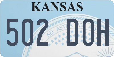 KS license plate 502DOH