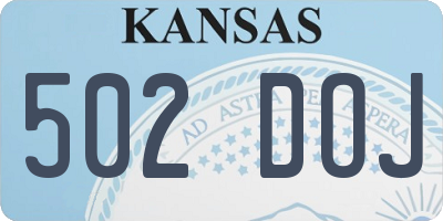 KS license plate 502DOJ