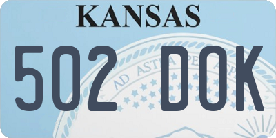 KS license plate 502DOK