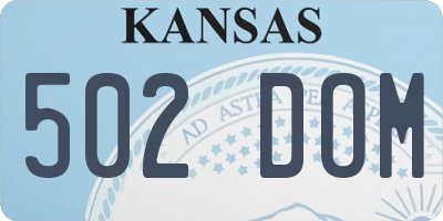 KS license plate 502DOM