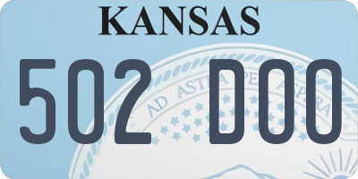 KS license plate 502DOO