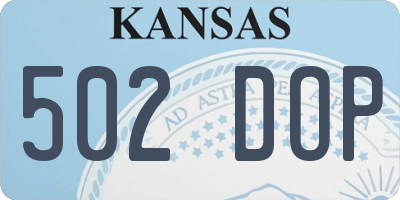 KS license plate 502DOP