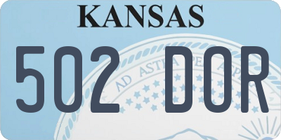 KS license plate 502DOR