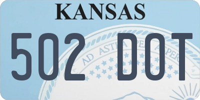 KS license plate 502DOT