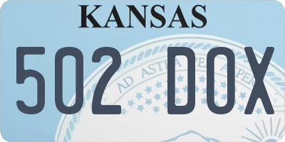 KS license plate 502DOX
