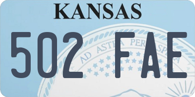 KS license plate 502FAE