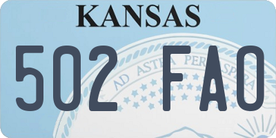 KS license plate 502FAO