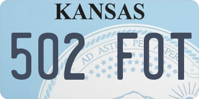 KS license plate 502FOT