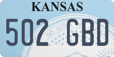 KS license plate 502GBD