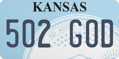KS license plate 502GOD