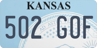 KS license plate 502GOF
