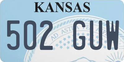 KS license plate 502GUW