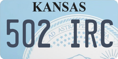 KS license plate 502IRC