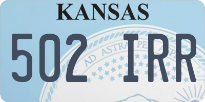 KS license plate 502IRR