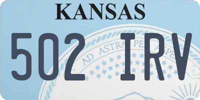 KS license plate 502IRV