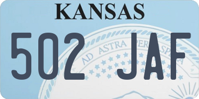 KS license plate 502JAF