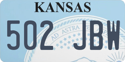 KS license plate 502JBW