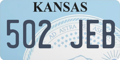 KS license plate 502JEB