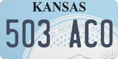 KS license plate 503ACO