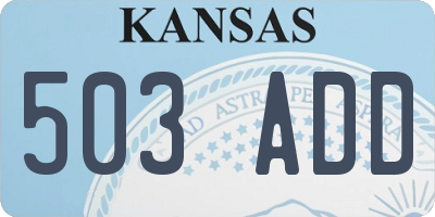 KS license plate 503ADD