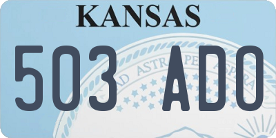 KS license plate 503ADO