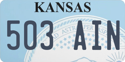KS license plate 503AIN