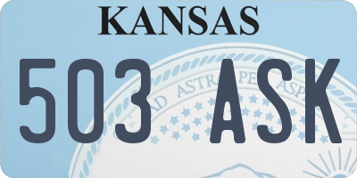 KS license plate 503ASK