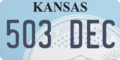 KS license plate 503DEC