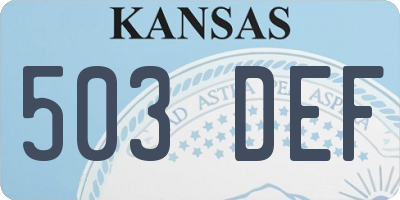 KS license plate 503DEF
