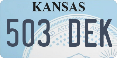 KS license plate 503DEK