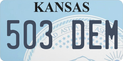 KS license plate 503DEM