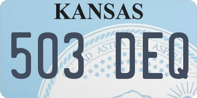 KS license plate 503DEQ