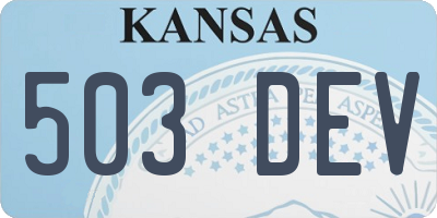 KS license plate 503DEV
