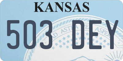 KS license plate 503DEY