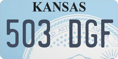 KS license plate 503DGF