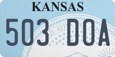 KS license plate 503DOA