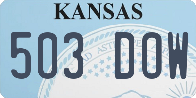 KS license plate 503DOW