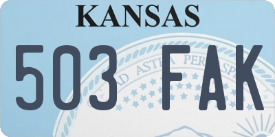 KS license plate 503FAK