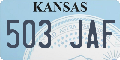 KS license plate 503JAF