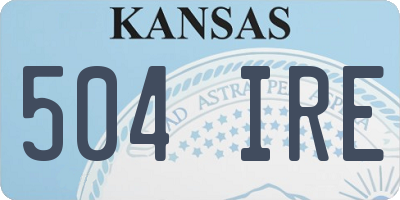 KS license plate 504IRE