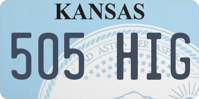 KS license plate 505HIG