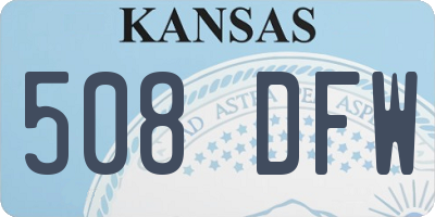 KS license plate 508DFW