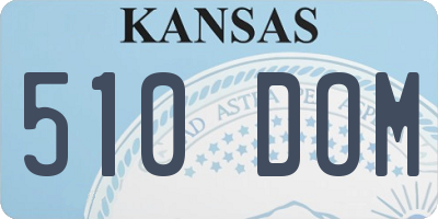 KS license plate 510DOM