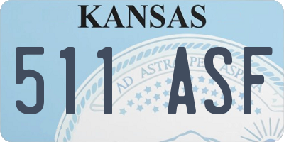 KS license plate 511ASF