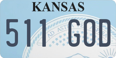 KS license plate 511GOD