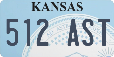 KS license plate 512AST